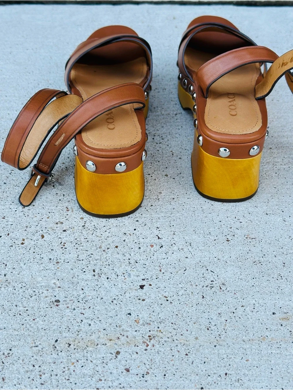 Coach Brown Leather Crisscross Ankle-Strap Sandals